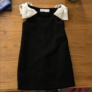 Zara Black Dress with Cream Shoulder Bows